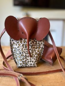 Leather Elephant Cellphone Pocket Bag