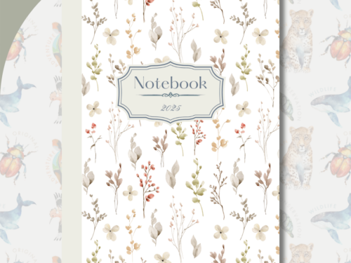 Cream Watercolour Floral Notebook 2025