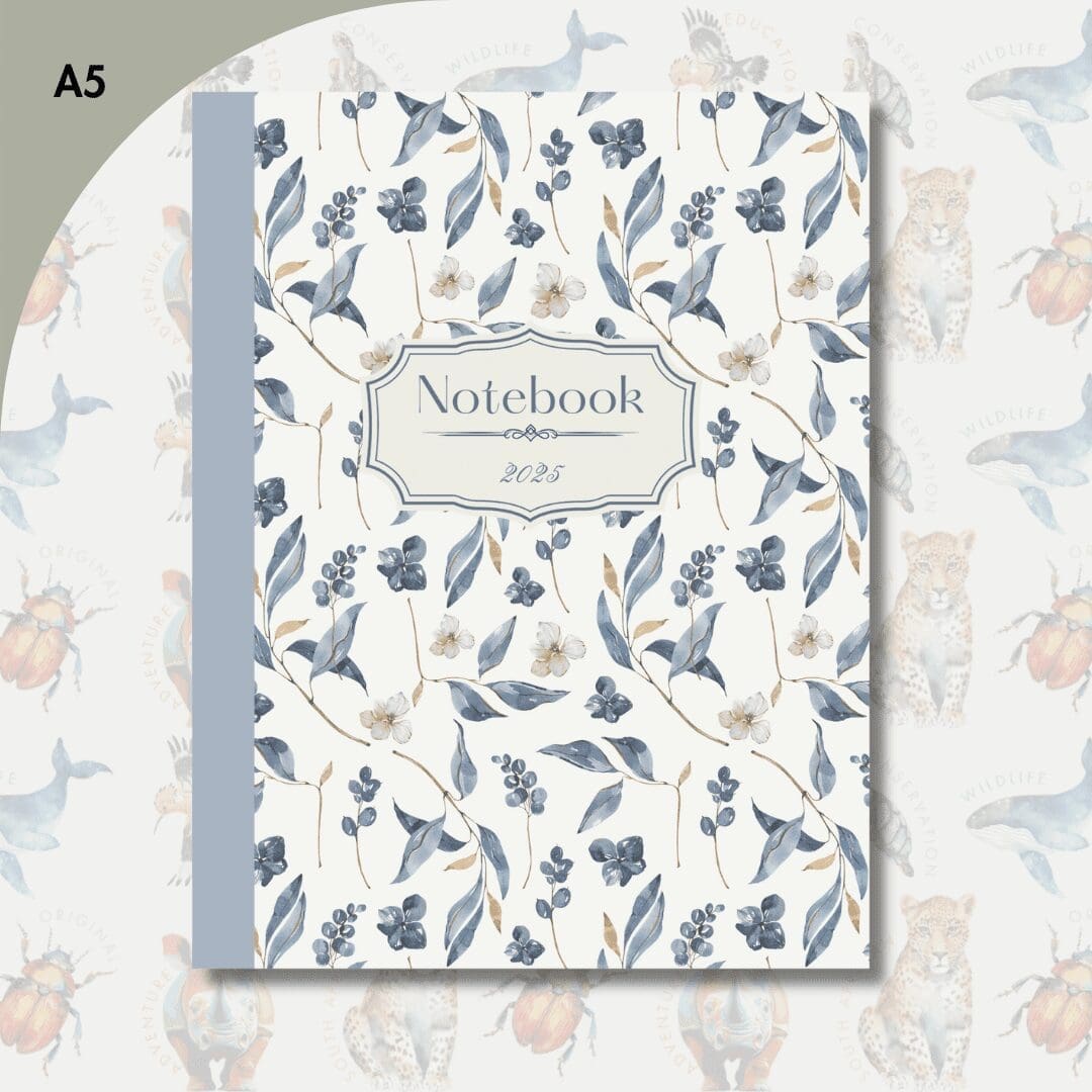 Baby Blue Watercolour Floral Notebook 2025 (A5)