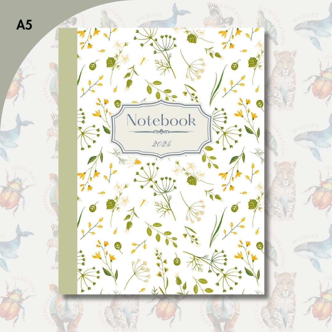 Gorgeous Green Watercolor Floral Notebook 2025 (A5)