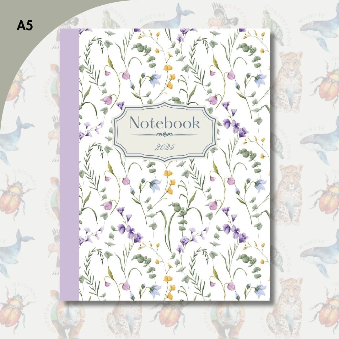 A5 - Purple Haze Watercolour Floral Notebook 2025