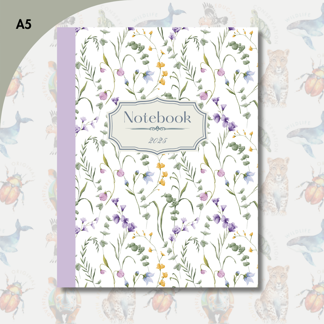 Purple Haze Watercolour Floral Notebook 2025 (A5, lined pages, wiro bound)