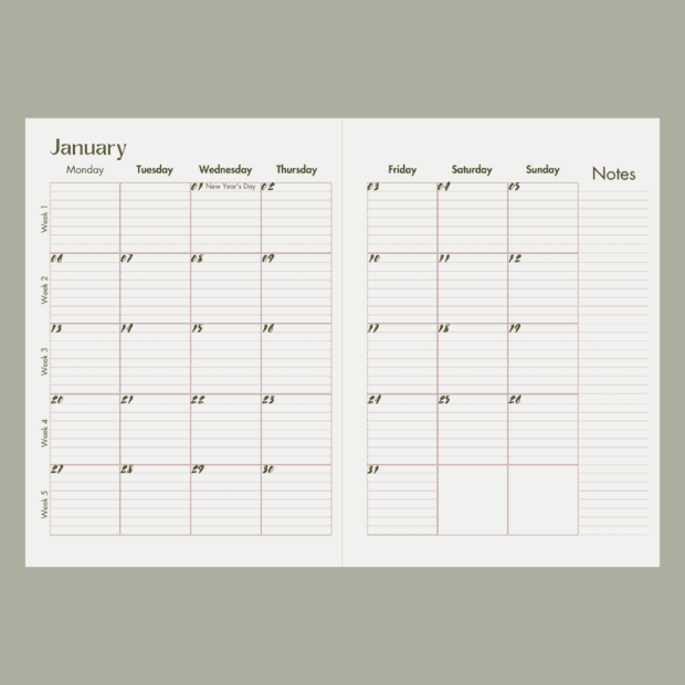 Soft Posy 2025 Desk Calendar for Ladies  | Local is Lekker ZA | African Gifts