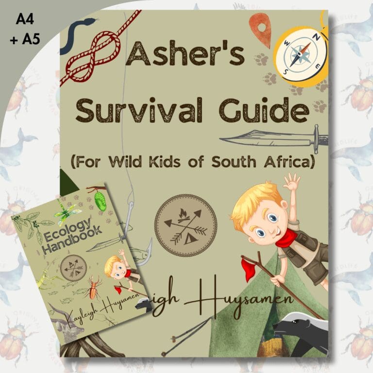 Ashers Survival Guide for Wild Kids of South Africa (map, stickers and Ecology Handbook included) (A4)