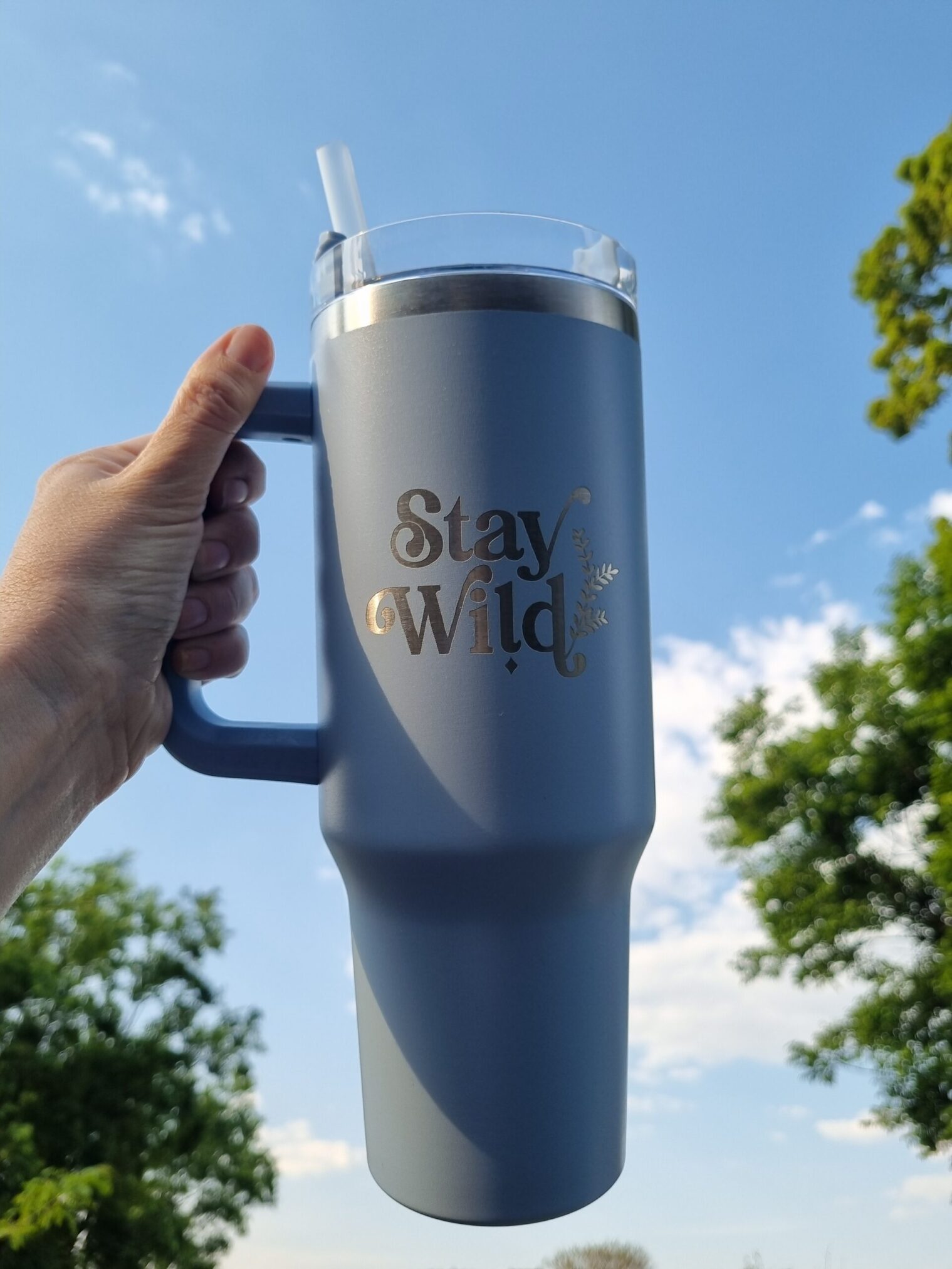 Stay Wild Fern Tumbler – 1.2L Sky Blue