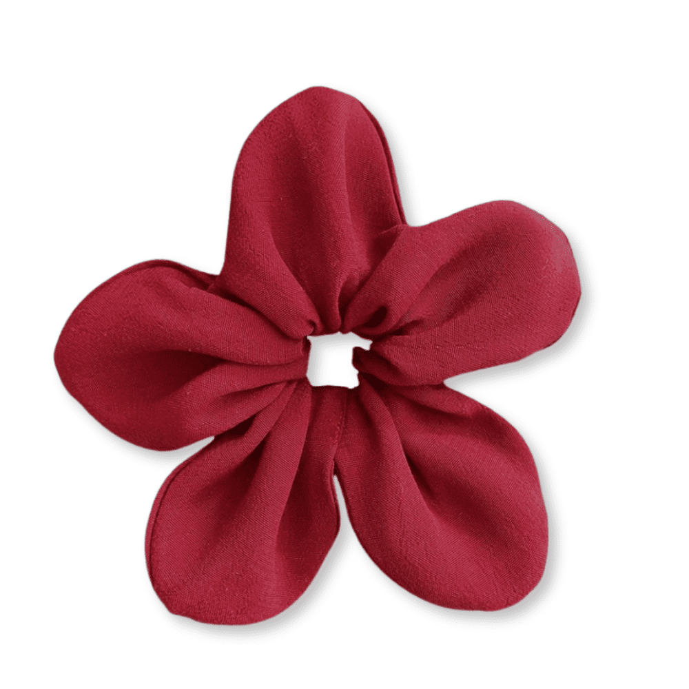 Burgundy Flower Scrunchie