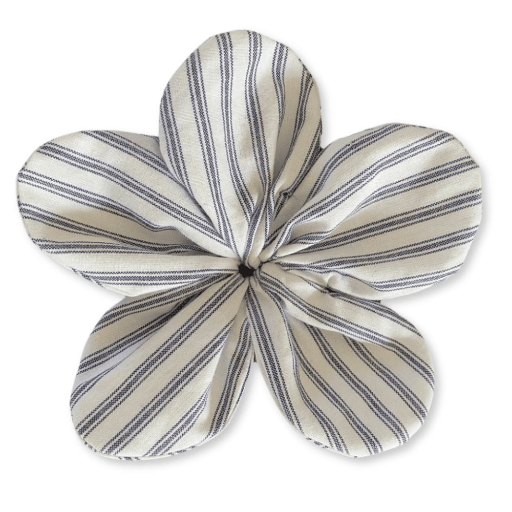 Navy Pin Stripe Flower Scrunchie