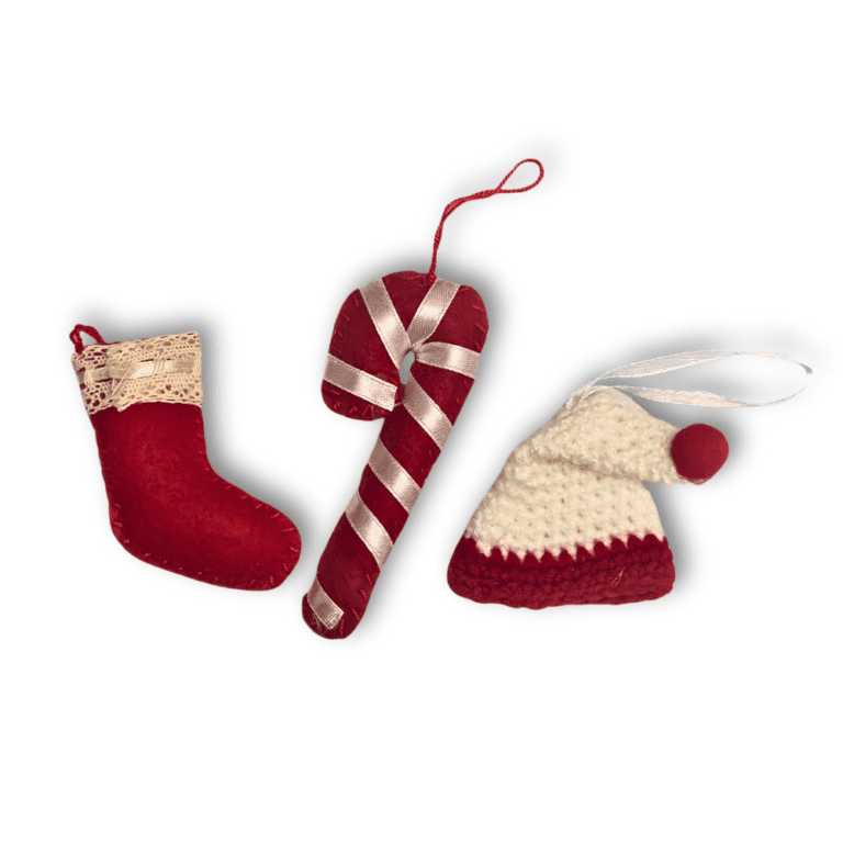 Festive Felt and Crochet Christmas Ornaments (3-set)