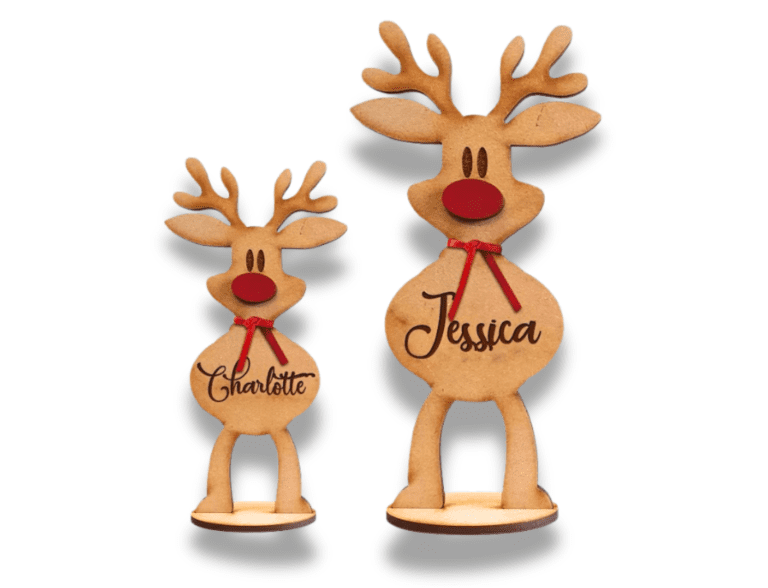 Adorable Wooden Reindeer Table Placeholders (Personalised)