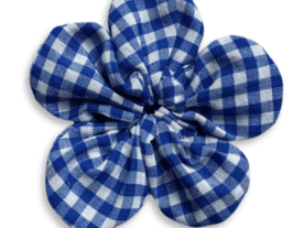 Blue Gingham Flower Scrunchie (Small)