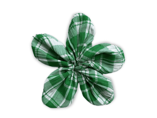 Green Gingham Flower Scrunchie