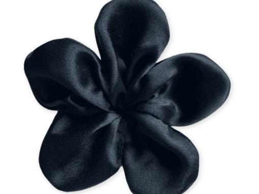 Black Satin Flower Scrunchie