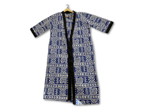 Blue & Cream Ankara Kimono