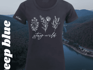 Stay Wild Flower Navy Ladies T-Shirt