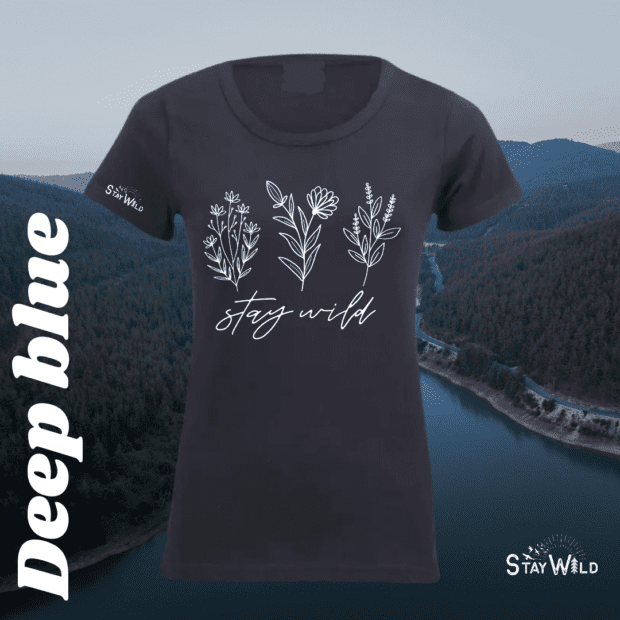 Stay Wild Flower Navy Ladies T-Shirt