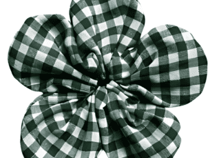 Green Gingham Flower Scrunchie