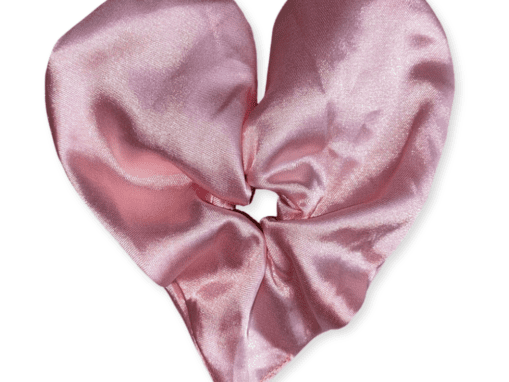 Pink Satin Heart Scrunchie