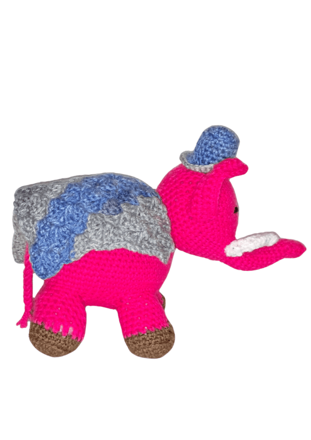 Crochet Pink Elephant in a Coat - Handmade | Local is Lekker ZA | African Gifts