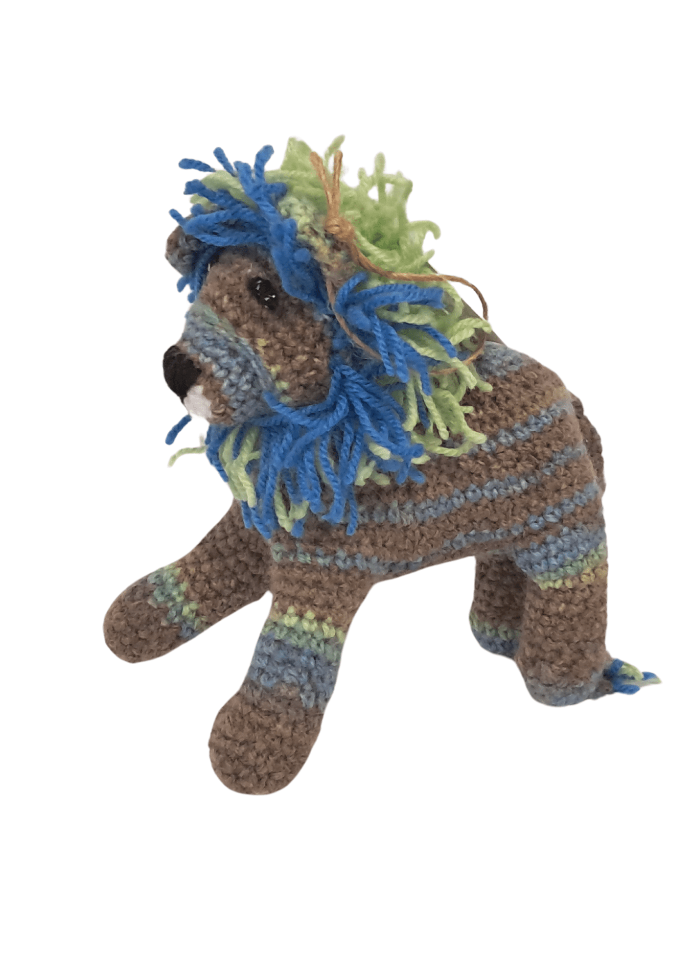 Blue and Beige Striped Lion - Crochet Handmade