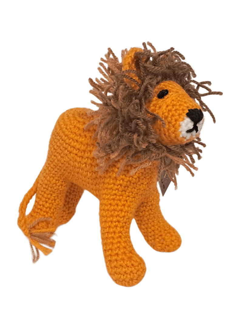 Orange Brunette Crochet Lion Handmade