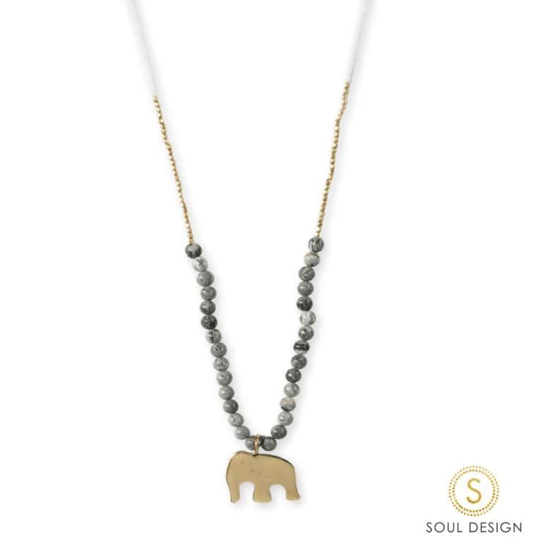 Swahili Elephant Necklace (grey)