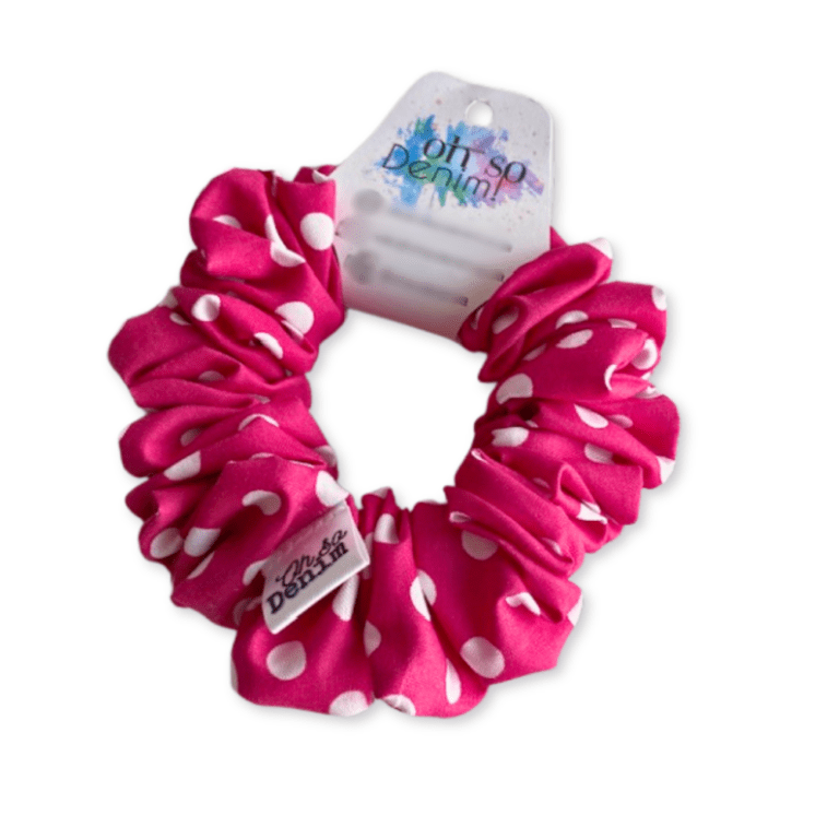 Pink and White Polka Dot Scrunchie