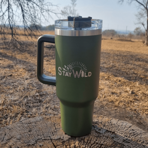 Stay Wild Bird Tumbler Olive Green