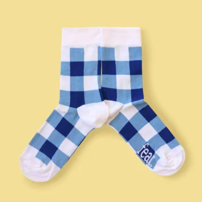 Blue Plaid Socks For Men